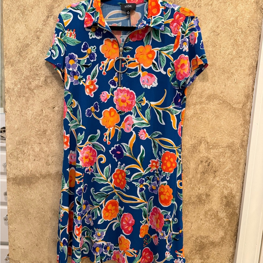 MSK Orange Sundress Casual Midi with Crew Neck